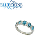 14KT White Gold London Blue Topaz Bezel Set Band - Size 6.75